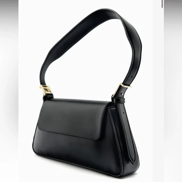 Zara Classic Trapeze Minimalist Black Shoulder Bag - Picture 2 of 8